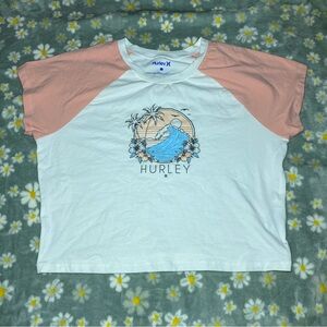 Hurley White and Peach Graphic Tee